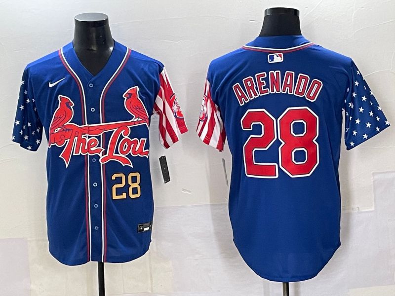 Men 2025 St.Louis Cardinals #28 Arenado Blue a generation of national flags Joint Name Nike MLB Jersey style 2->st.louis cardinals->MLB Jersey